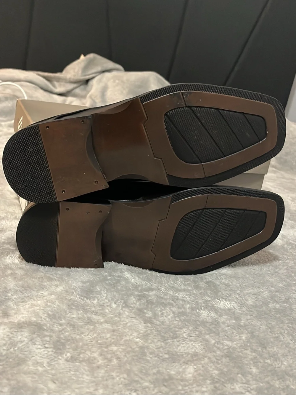 Joseph Abboud Black Leather Square Toe Slip-On Loafers Men’s 8 D